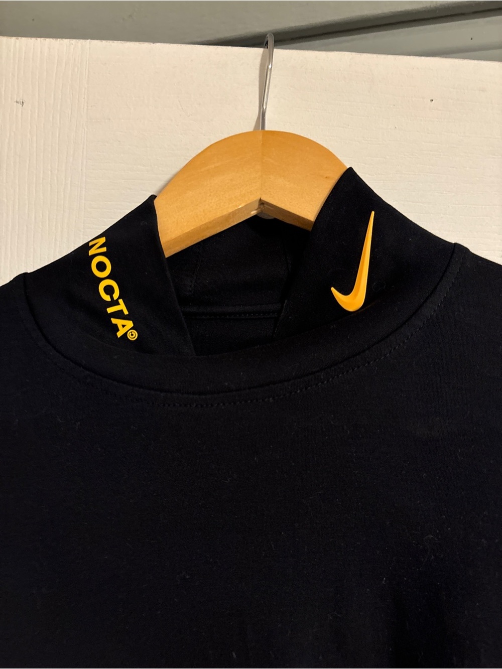 Black Long Sleeve Tee with Yellow Swoosh